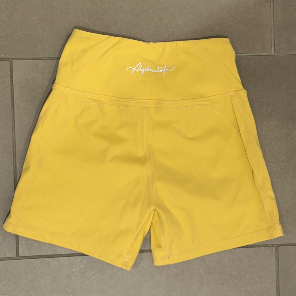 Yellow Alphalete Sports Bra and Shorts Set - Picture 3 of 7
